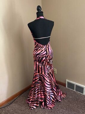 Jump apparel by Wendy chaitin y2k pink satin zebra print dress